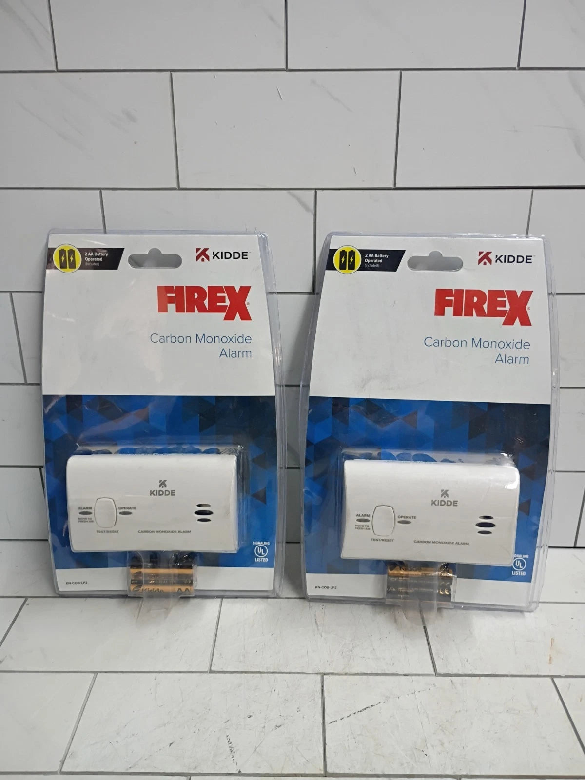 2pk-Kidde Firex Carbon Monoxide Detector, Battery Operated, CO Detector New