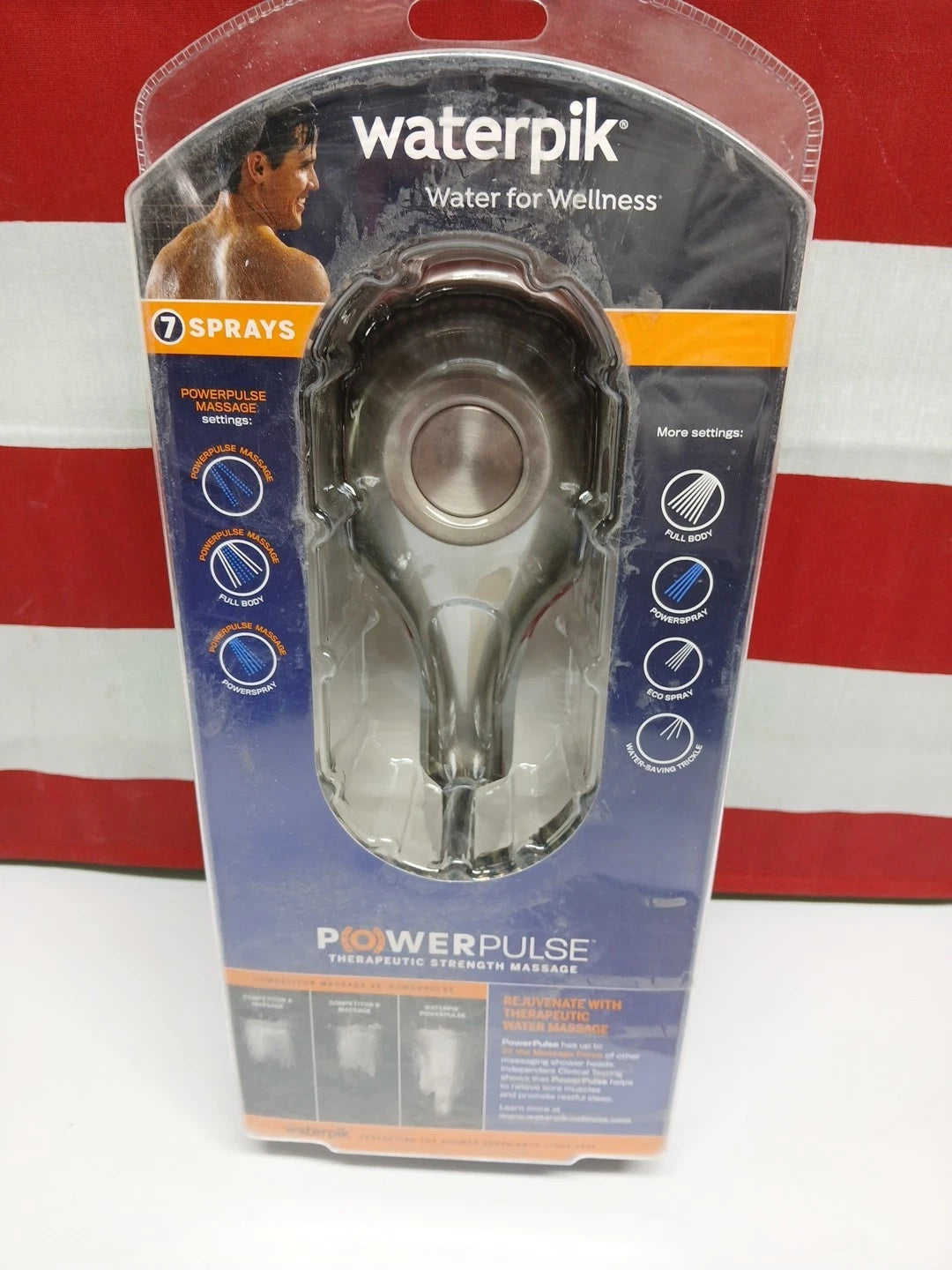 Waterpik PowerPulse Massage Hand Held Shower Head Brushed Nickel 7 Settings