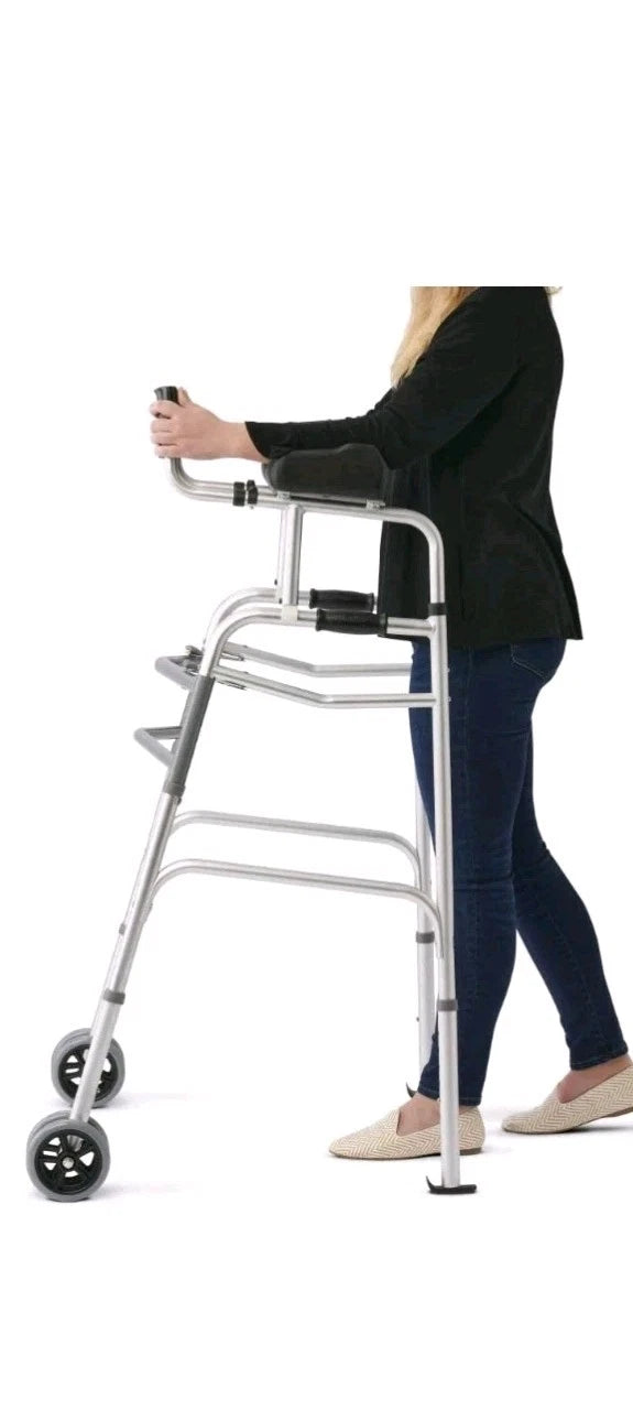 NEW Medline Upright Forearm Armrest Stability Walker 5” Dual Wheels Height. OB