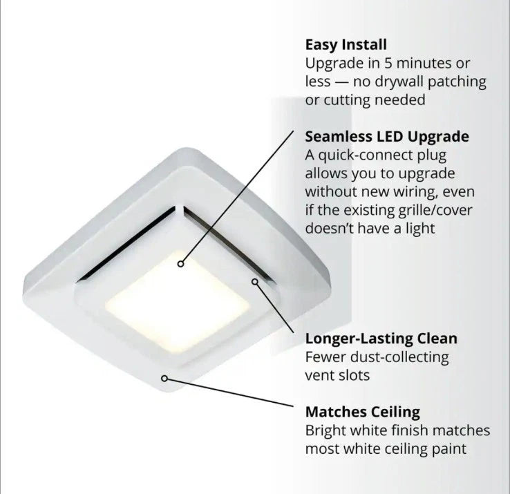 Broan NuTone Bathroom Fan Replacement Cover with Light FG500N in White