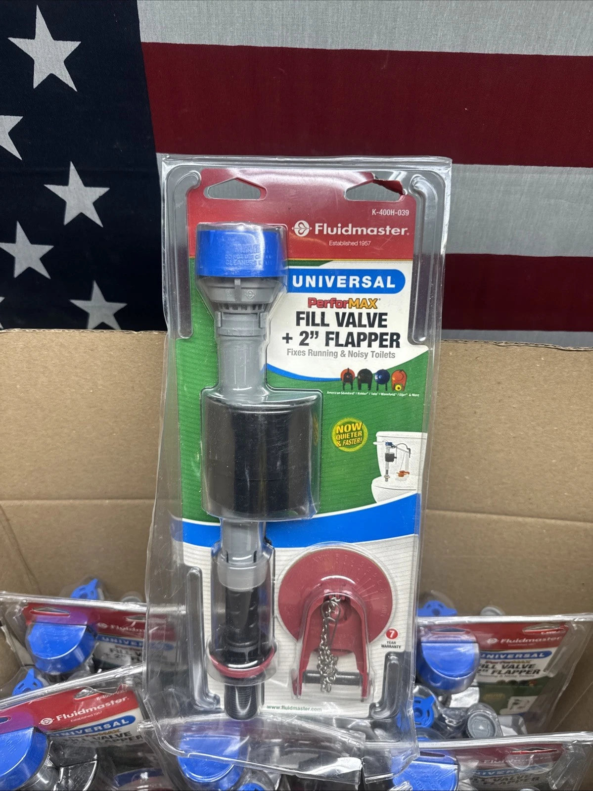 12PK Fluidmaster K-400H-039 Performax Universal Toilet Fill Valve And FlapperKit