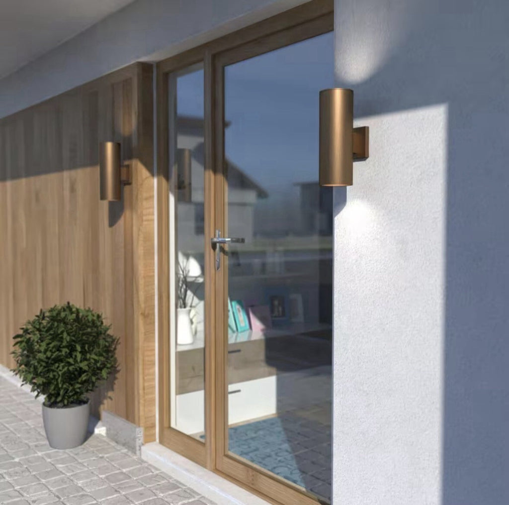 Vaxcel Chiasso 1 Light 14.25" Outdoor Wall Light, Warm Brass/Clear Cover -T0588.