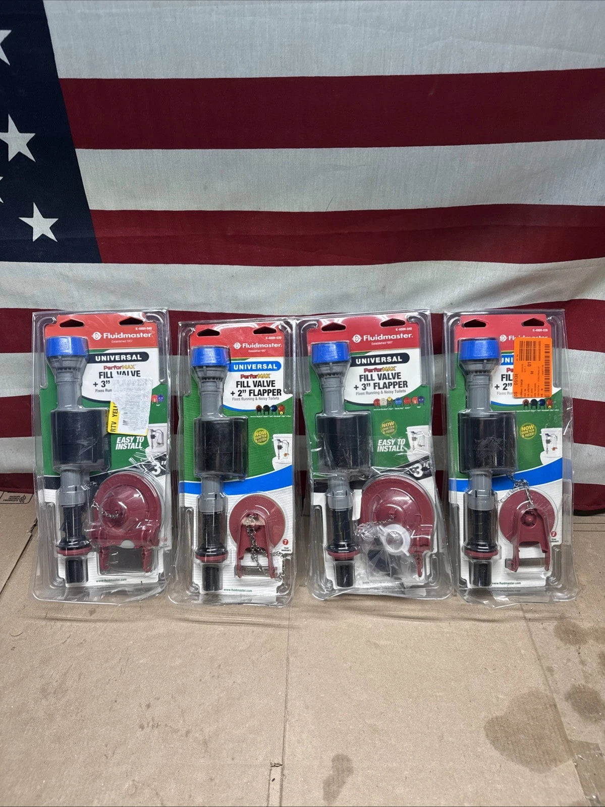 LOT Of 4 Fluidmaster PerforMAX Fill Valve and 3-Inch Flapper Toilet Repair