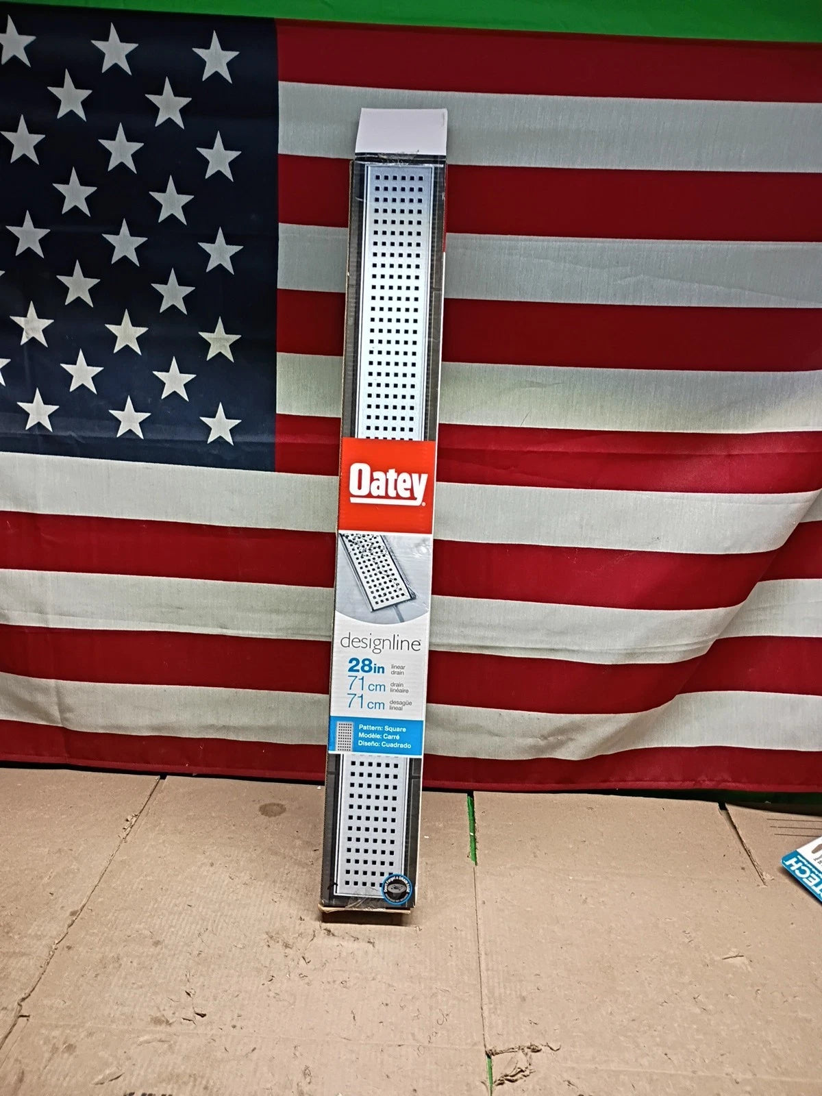 28in Shower Floor Linear Drain Square Grate Stainless Steel Oatey Designline