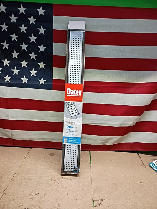 28in Shower Floor Linear Drain Square Grate Stainless Steel Oatey Designline
