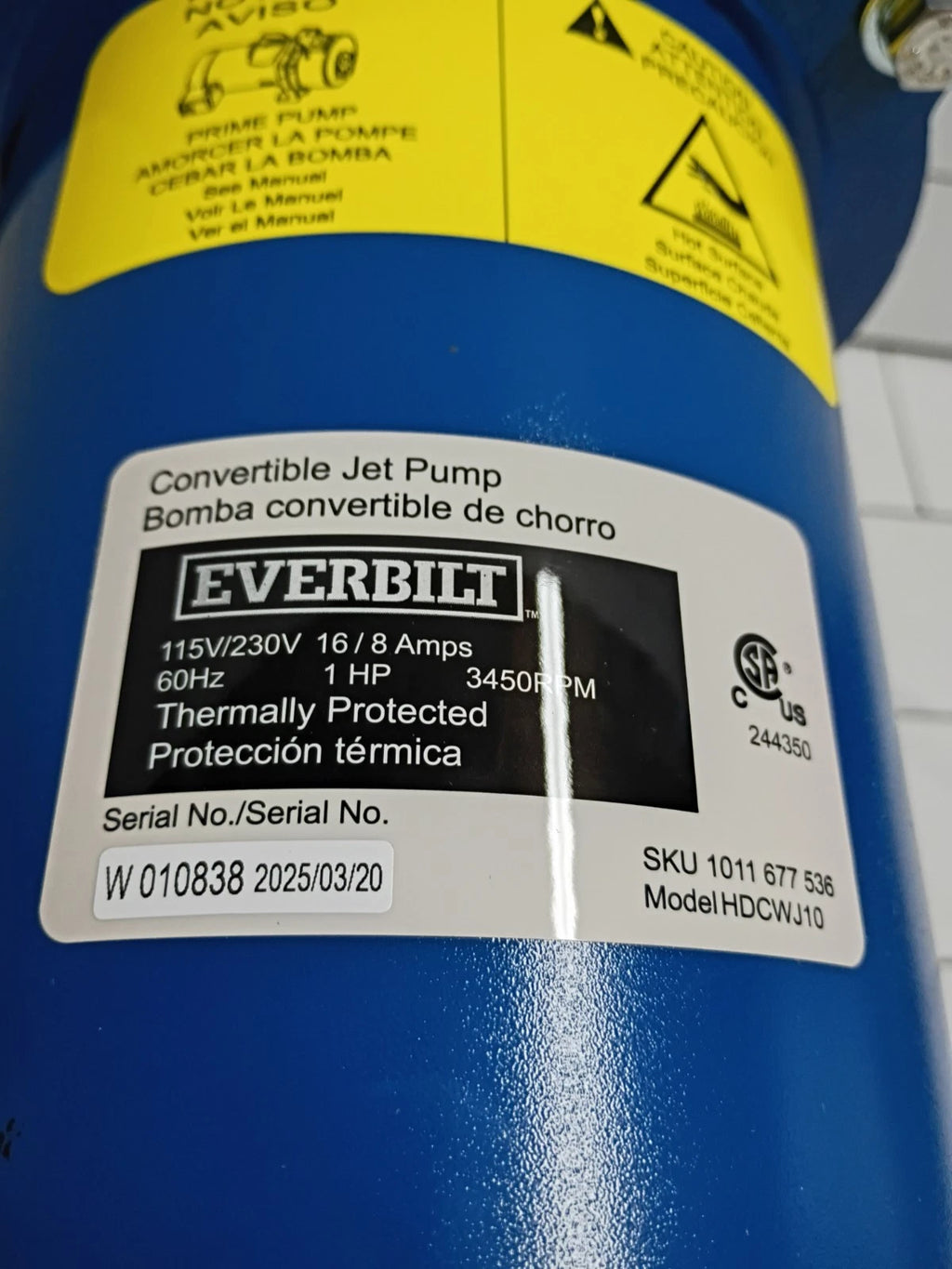 Everbilt HDCWJ10 1 HP Professional Convertible Jet Pump NEW OPEN BOX