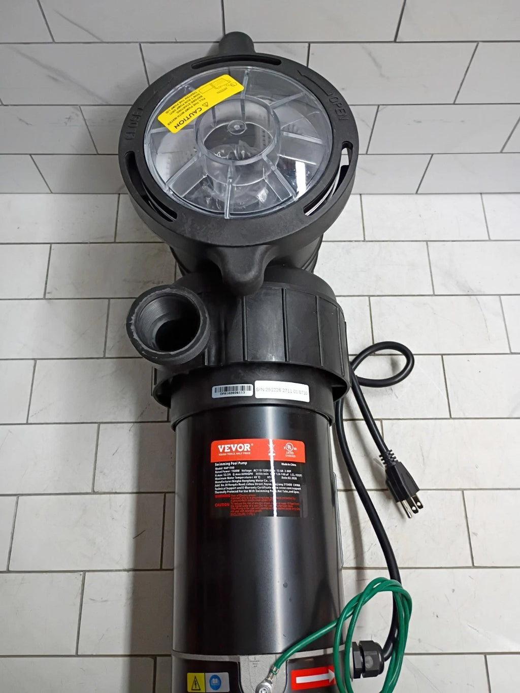 VEVOR Swimming Pool Pump 2.0HP 115V 1500W, Single Speed for Above Ground#HAP1500