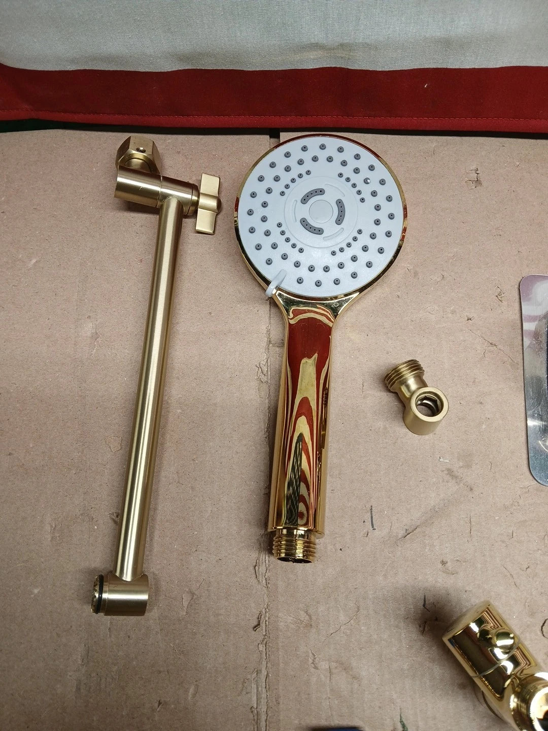LUXURY 12" Brushed Gold Rain Shower Head - All Metal Steel Modern Design