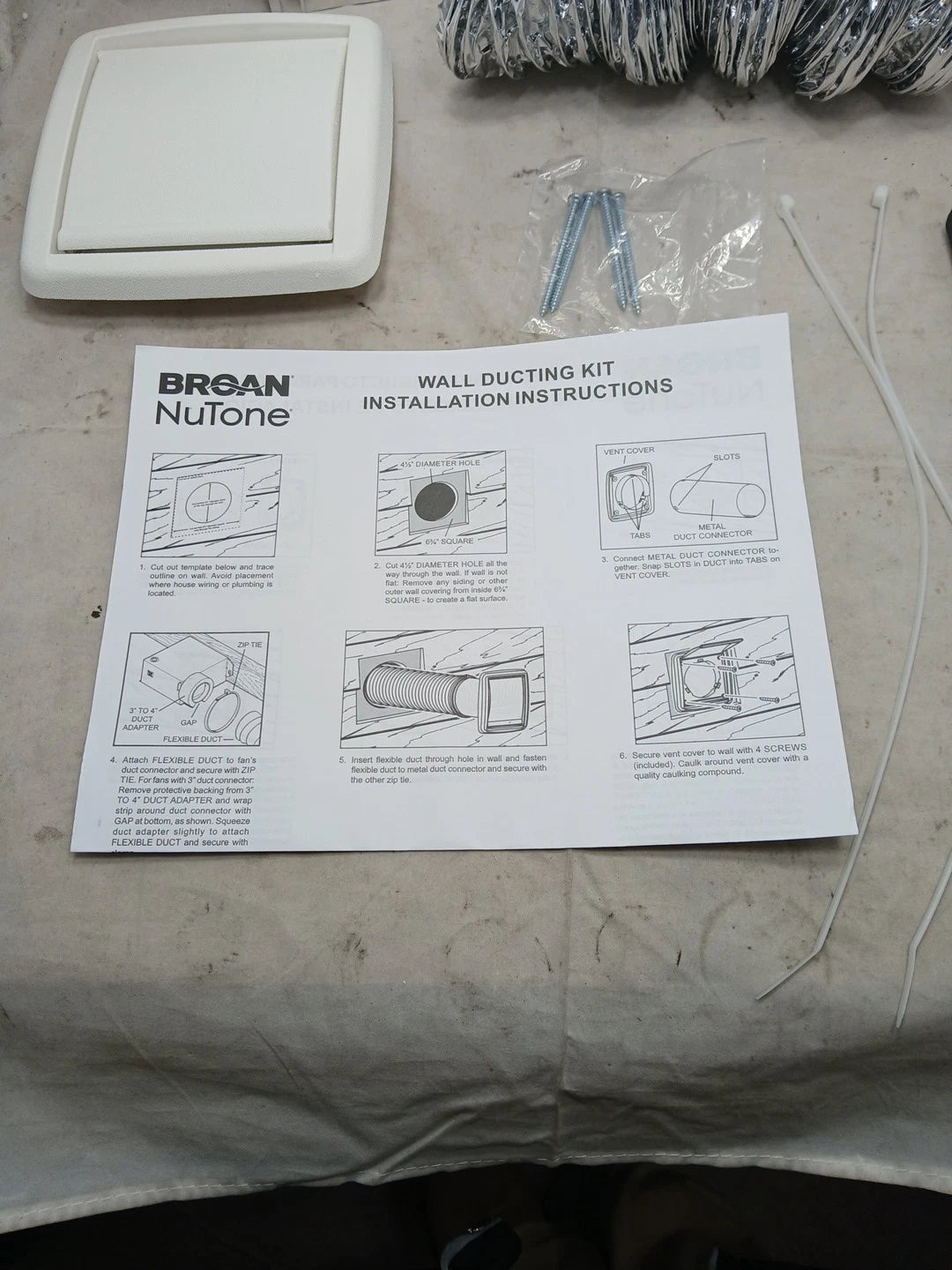 Broan-NuTone WVK2A Flexible Wall Ducting Kit for Ventilation Fans Exhaust Fans