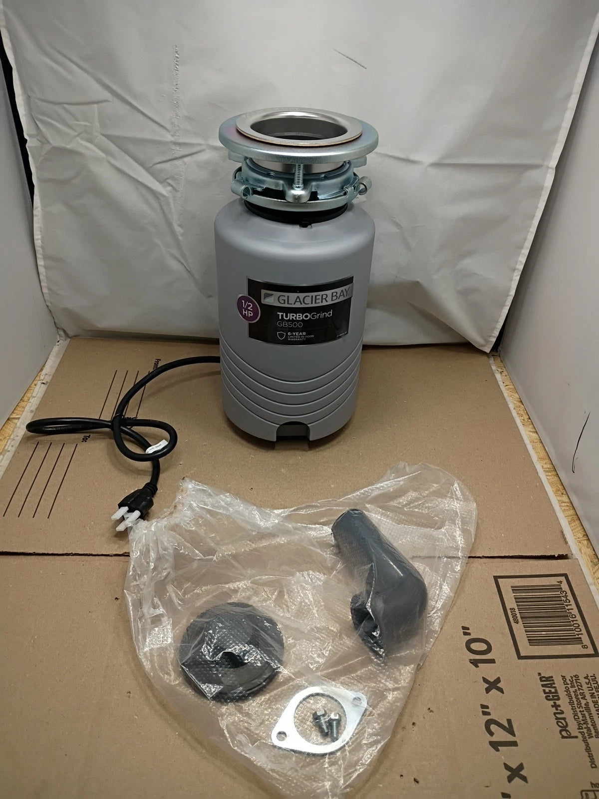 Glacier Bay GB500 Turbo Grind 1/2hp Garbage Disposal Continuous Feed Open Box