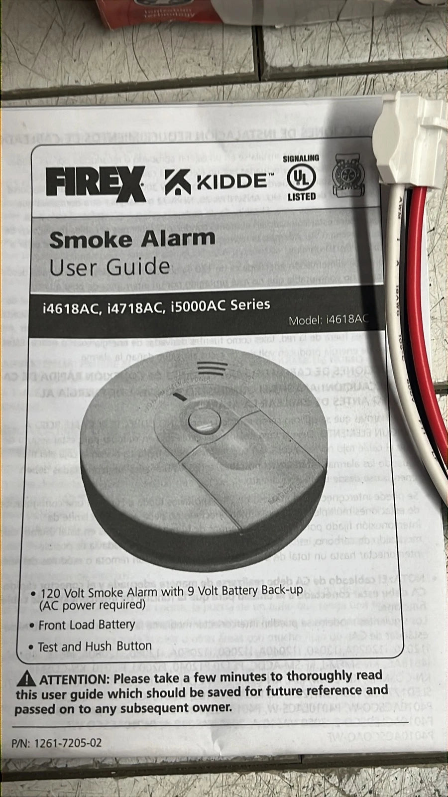 Kidde i4618AC Smoke Alarm 120V Hardwired 9V Battery Backup open box