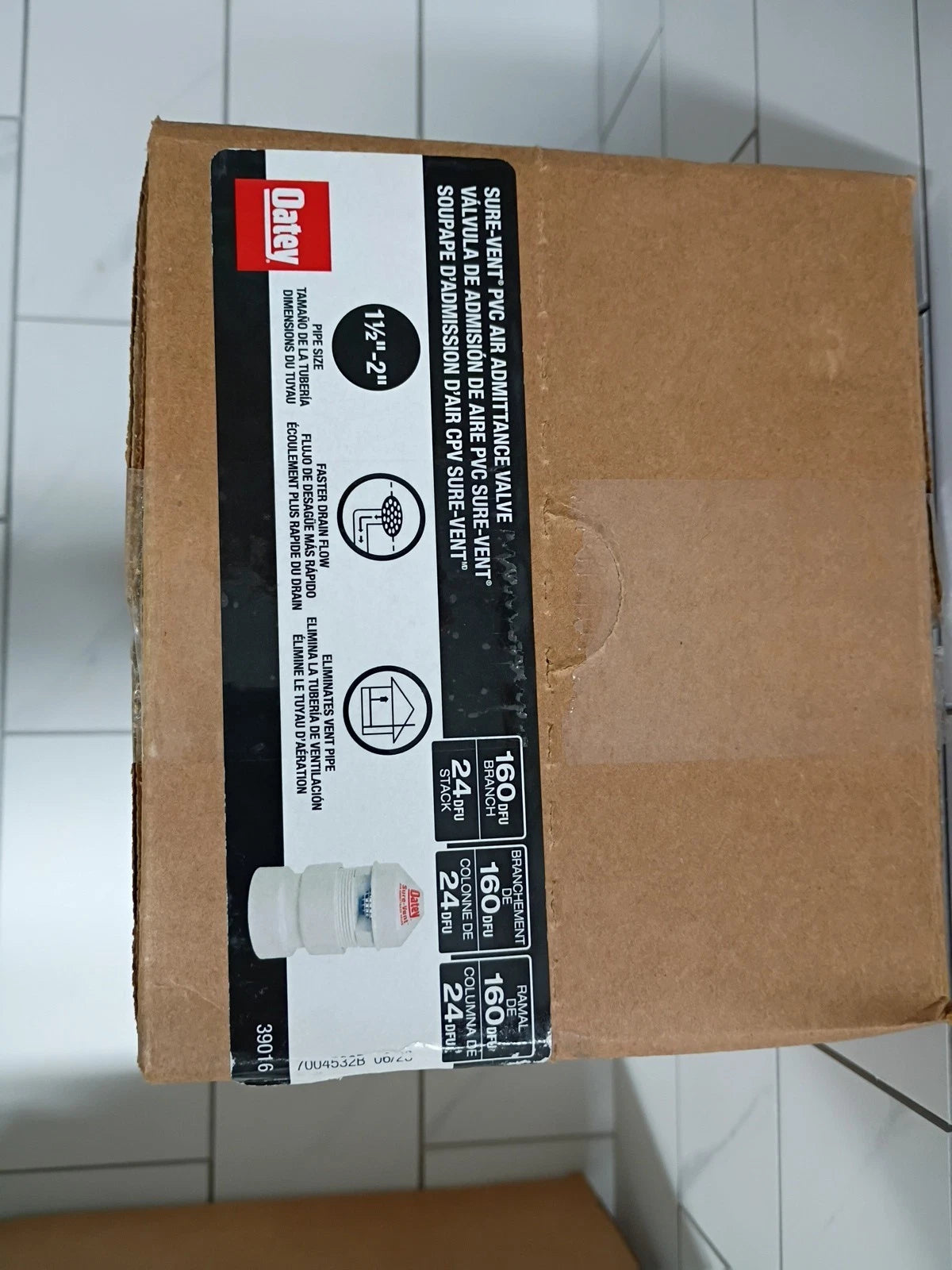 6pk OATEY 39016 1" 1/2 - 2" SURE VENT PLUMBING AIR ADMITTANCE PVC 160 DFU (NEW)