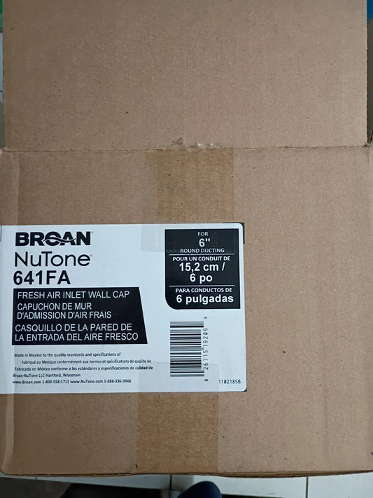 Broan NuTone 641FA Aluminum 6" Round Duct Wall Cap Bird Screen Without Damper OB
