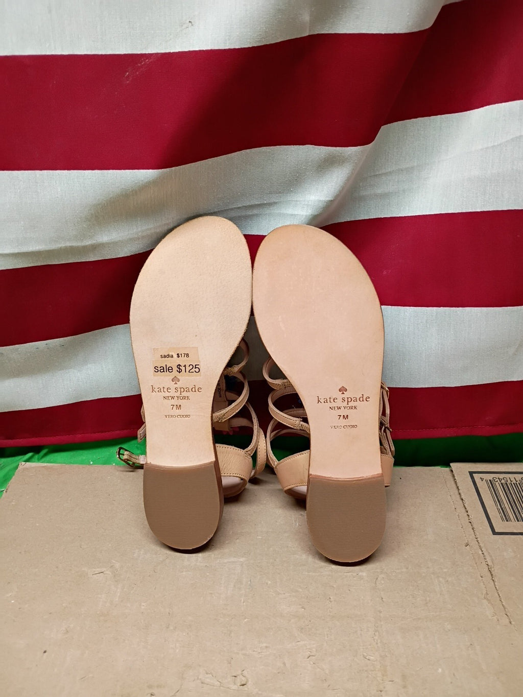 Kate Spade New York Sadia floral embellished sandal 7M Natural Color