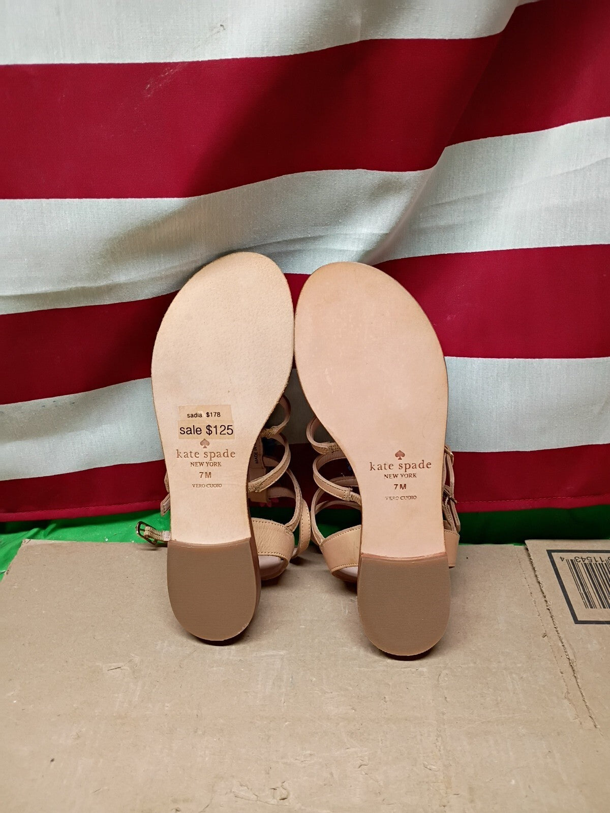 Kate Spade New York Sadia floral embellished sandal 7M Natural Color