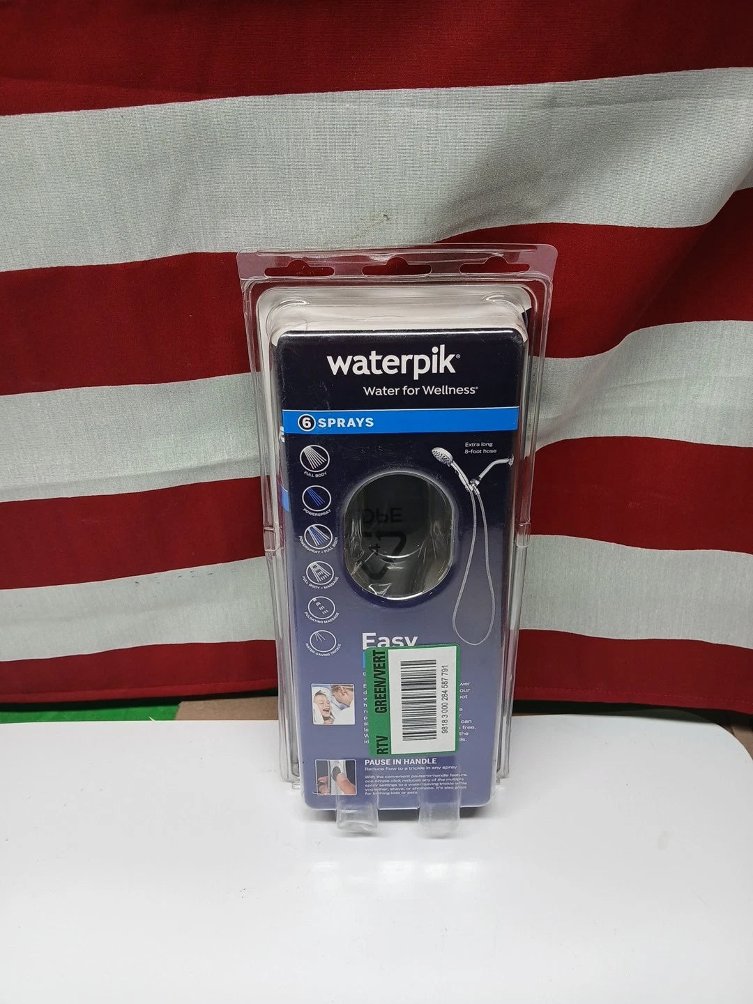 Waterpik 6-Spray 4.8 in. Wall Mount Handheld Adjustable Shower Head. Chrome
