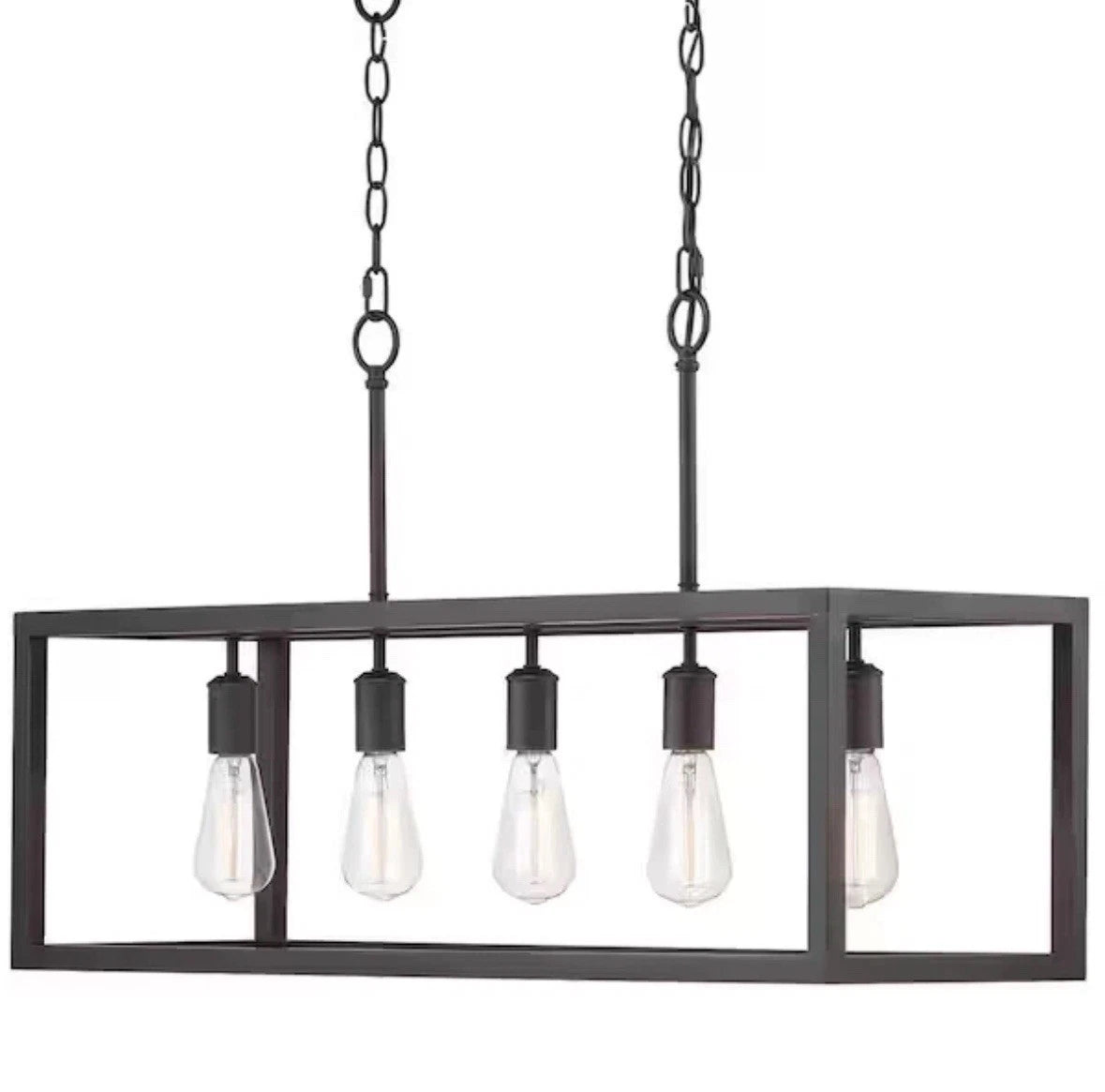 Hampton Bay Boswell Quarter 5-Light Black Industrial Linear Island Hanging