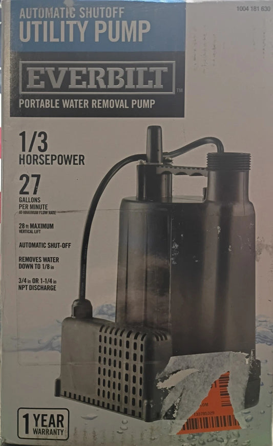 Everbilt EBAU33 1/3 HP Automatic Utility Pump 1004181630 Open Box