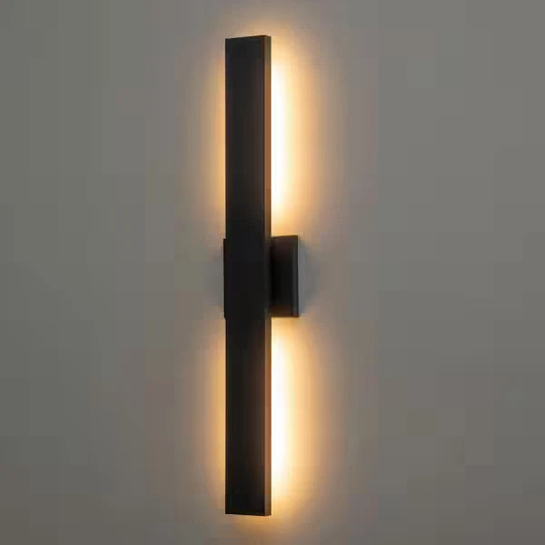 32 in. H 2-Light Matte Black Aluminum Hardwired LED Outdoor Wall Lantern Sconce