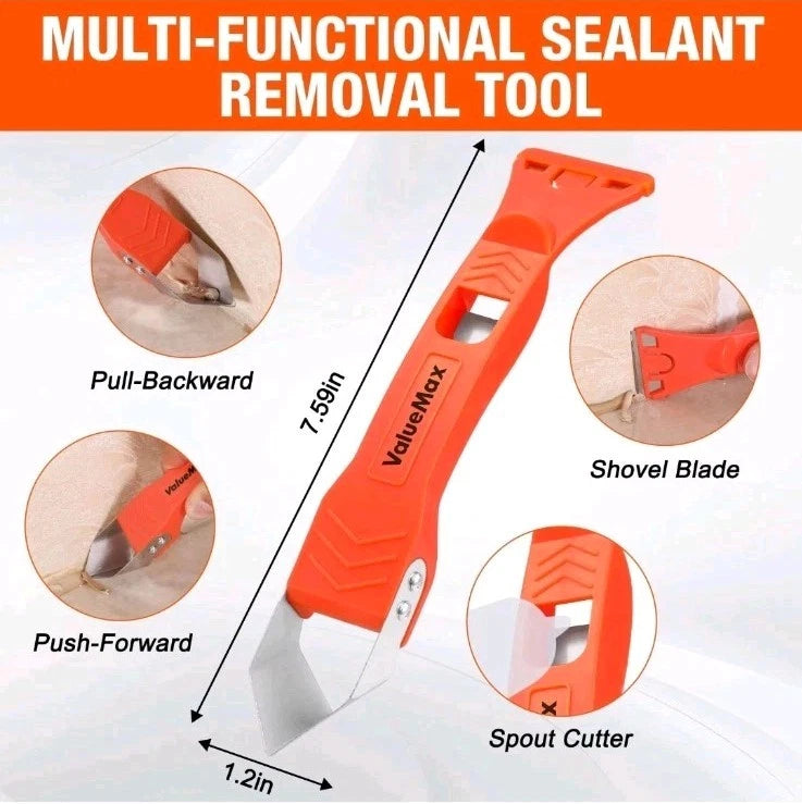 Caulk Gun and Caulk Scraper Kit, 10OZ Smooth Silicone Caulking Gun with Caulk OB