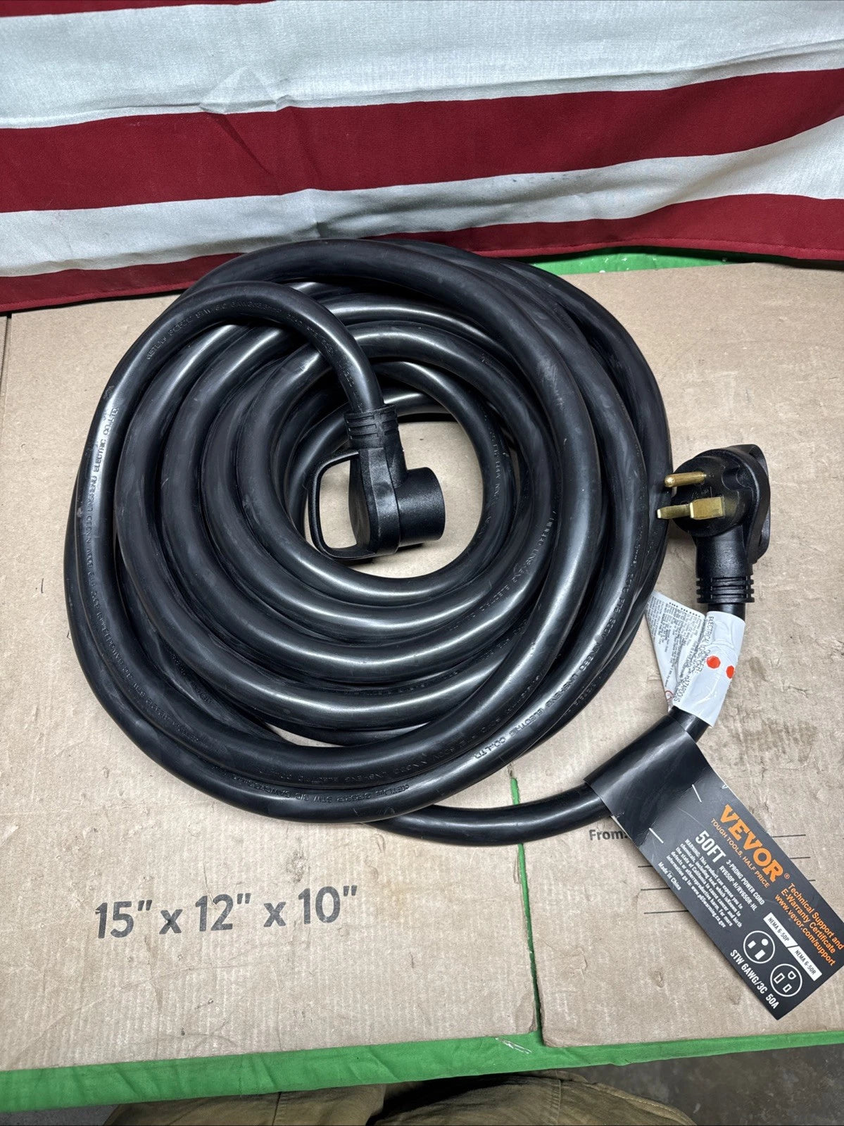 VEVOR 50-Amp Generator Extension Cord, 50 Foot, 250 Volts 12500 Watts Heavy Duty