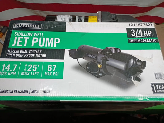 Everbilt Shallow Well Jet Pump Plastic 3/4HP HDSWJ7P ***PARTS ONLY***
