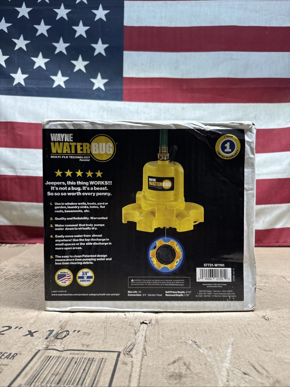 Wayne 1/6 HP WaterBUG Submersible Utility Pump with Multi-Flo Technology