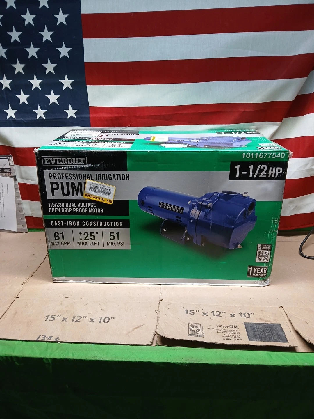 Everbilt 1-1/2 HP Cast Iron Lawn Irrigation Pump 115/230 Dual Voltage FOR PARTS.