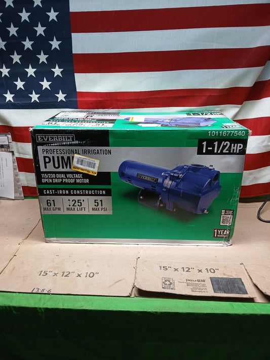 Everbilt 1-1/2 HP Cast Iron Lawn Irrigation Pump 115/230 Dual Voltage FOR PARTS.