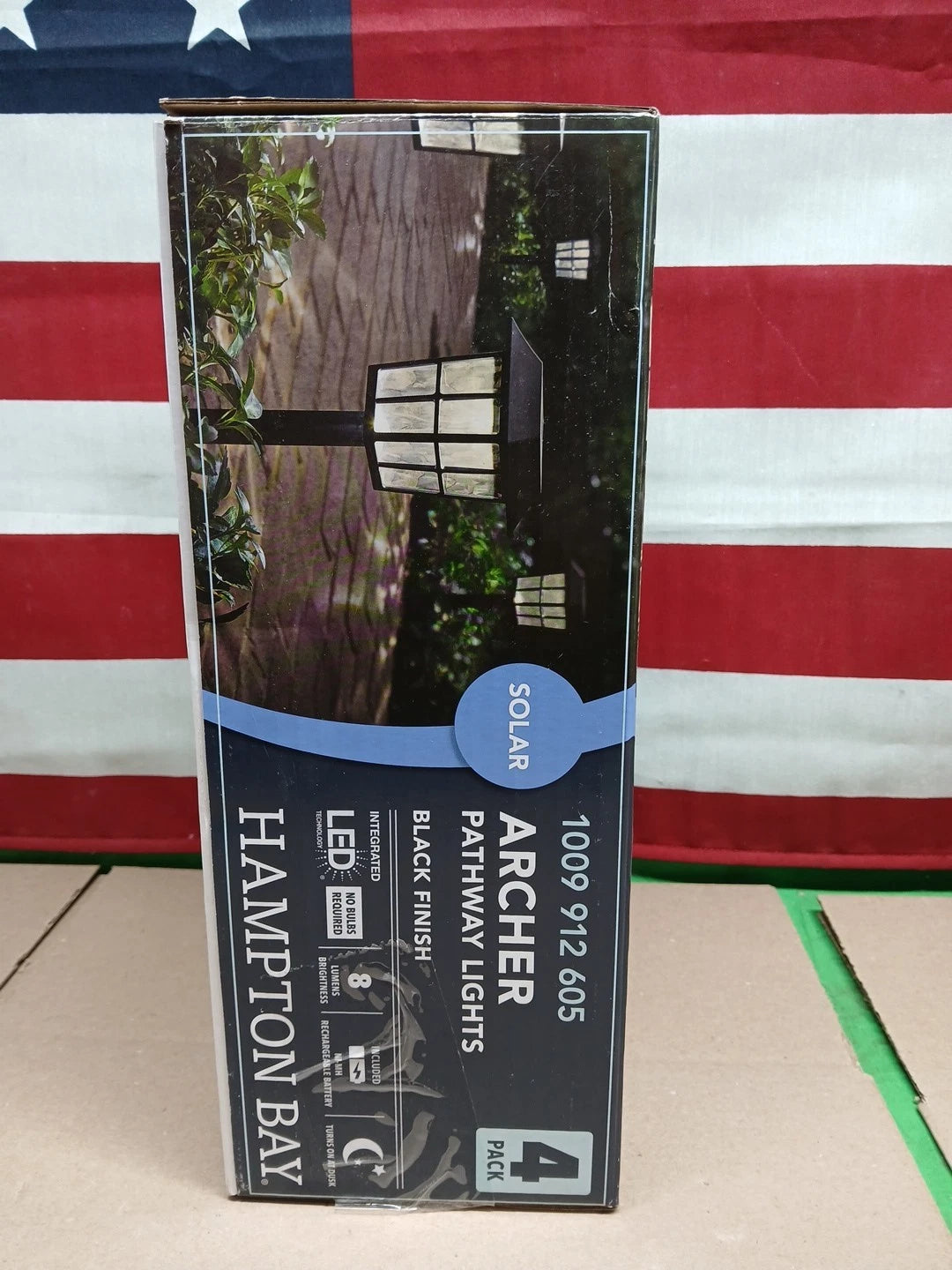 4pk Hampton Bay Black LED Outdoor Solar Path Light