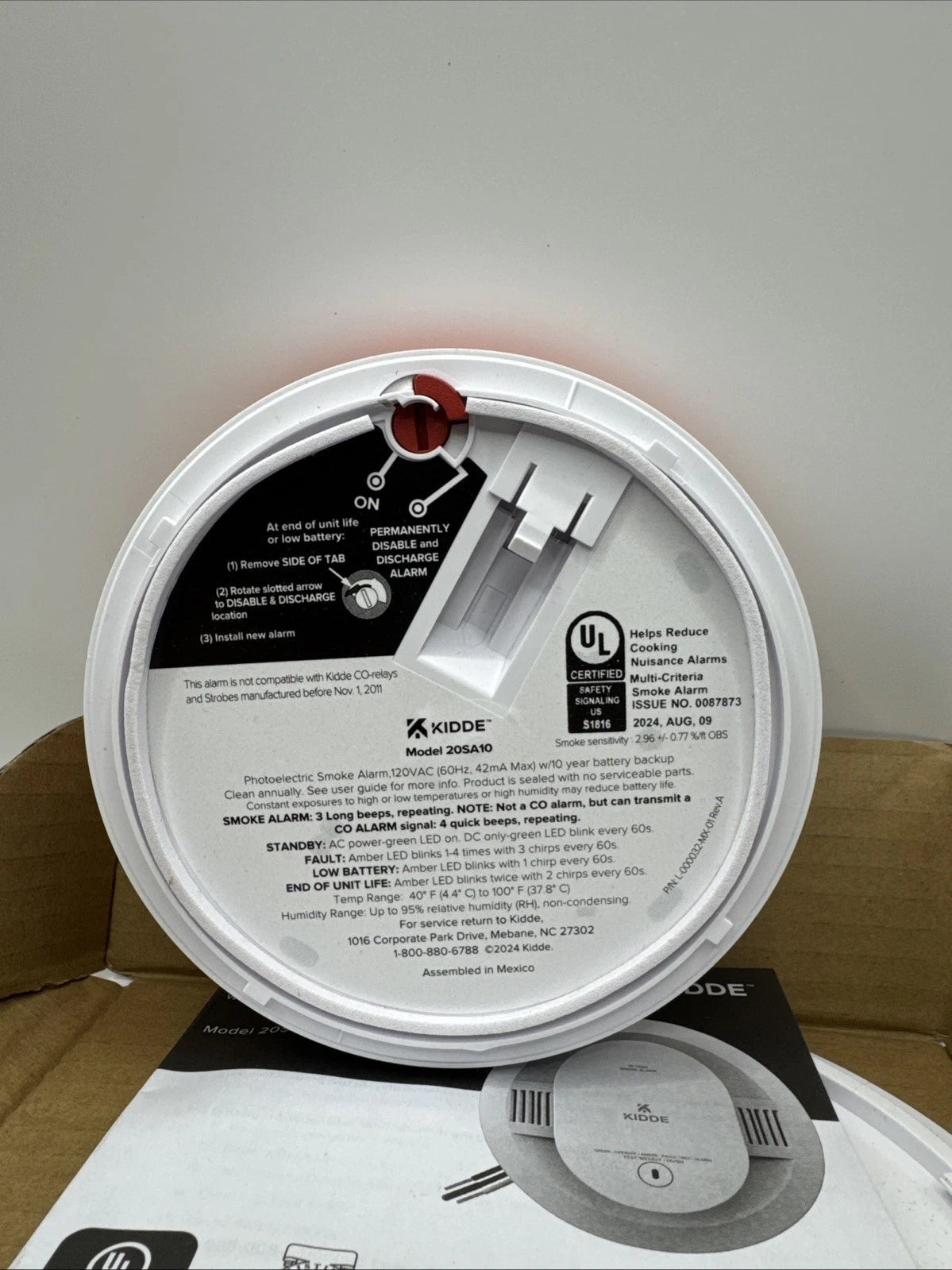 Kidde 20SA10 Hardwired Smoke Detector, 10-Year Battery, Interconnectable.