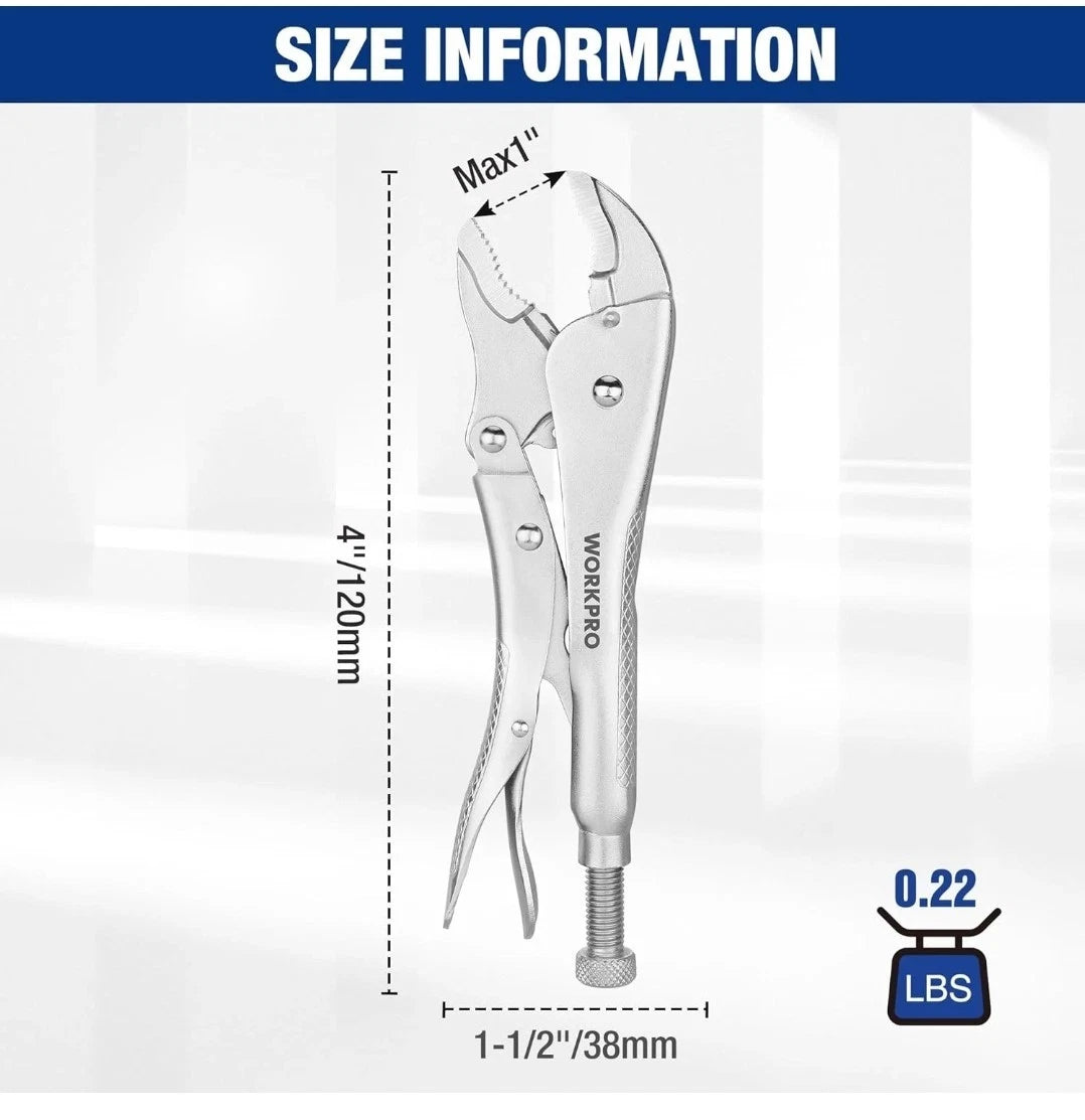 (3-pack) WORKPRO Locking Pliers, 4-Inch Mini Curved Jaw Vice Grips Pliers NEW
