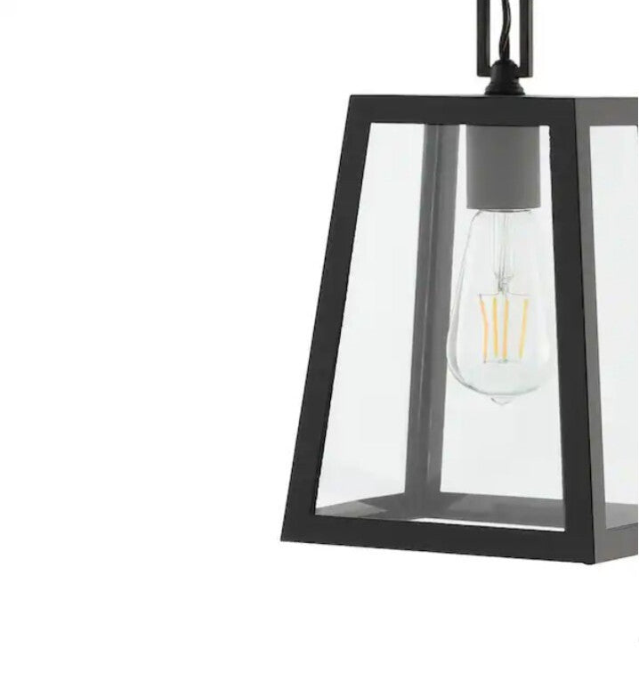 Glendale 6.75 in. 1-Light Black/Clear Outdoor LED Pendant Farmhouse Open Box