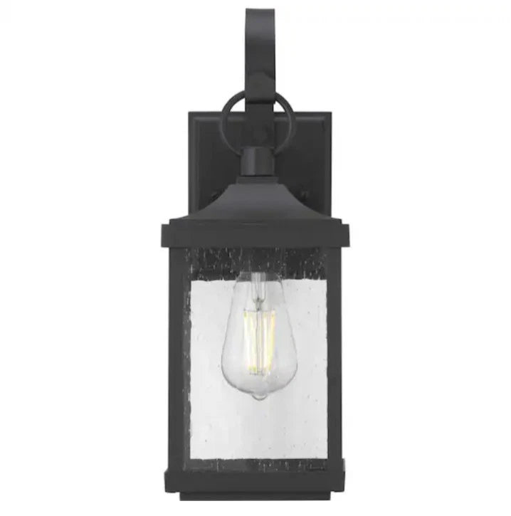 Progress Lighting Park Court 15 in. 1-Light Textured Black Outdoor Wall Lantern