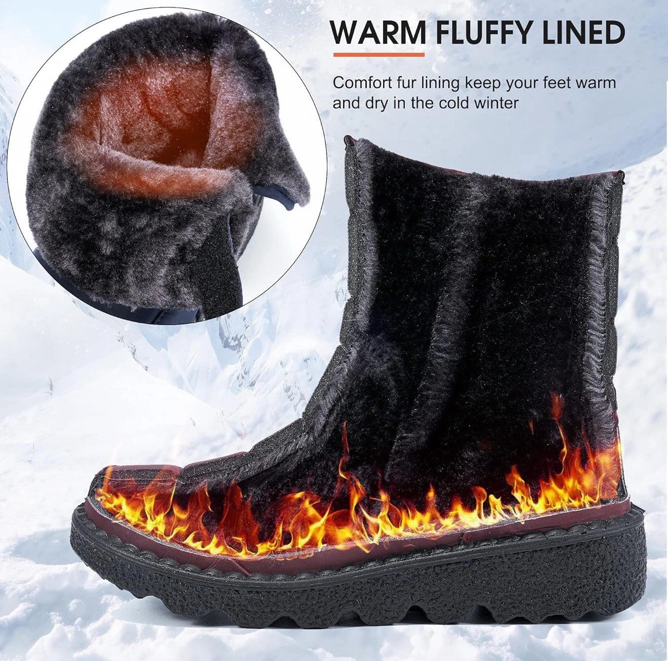 Ablanczoom Women’s Winter Boots Size 10.5 42EU Fur Lining Nonslip