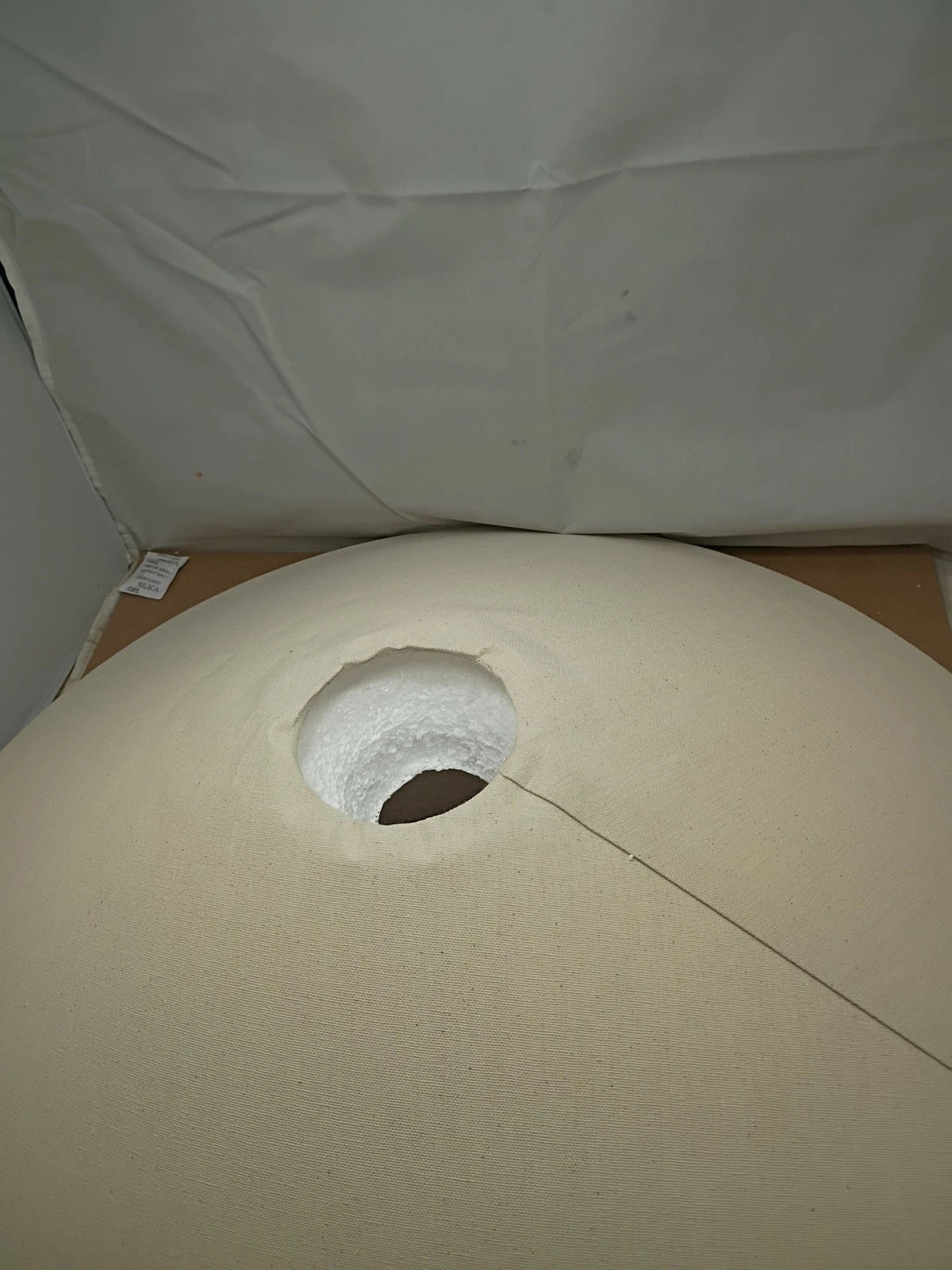 1-Light 25 Inch Large White Linen Shallow Conicle Cage Pendant