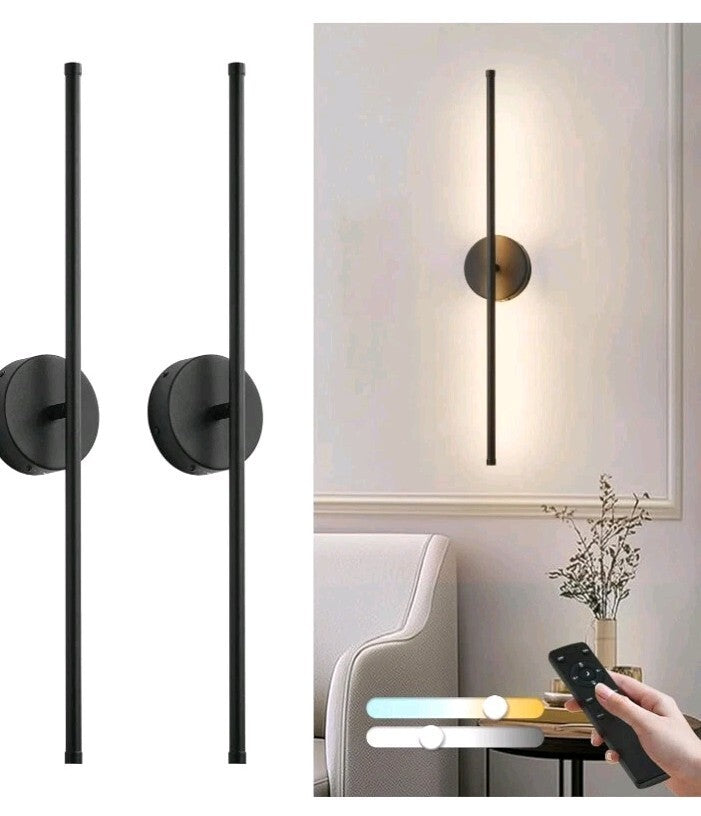 2-PACK Battery Operated Wall Sconces with Remote 3 Color Temps 350° Rotate OB