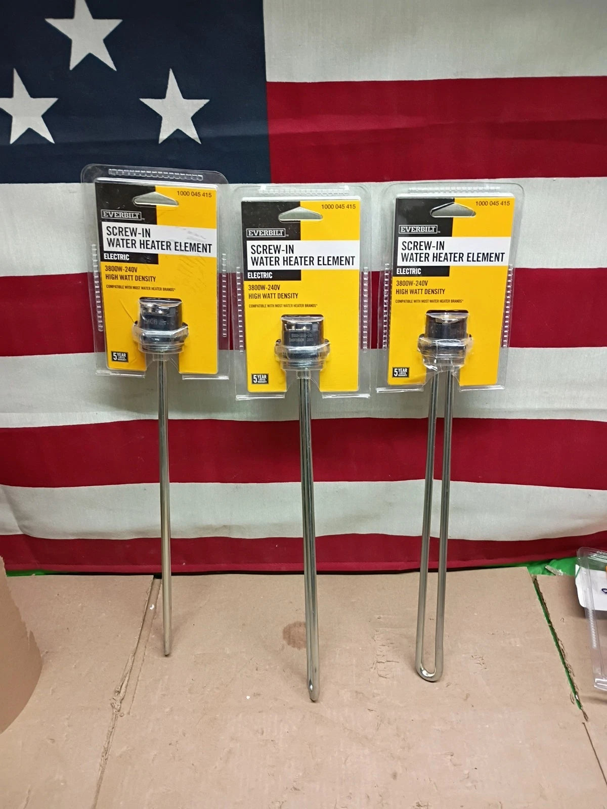 3 Pk Everbilt HWD Water Heater Element 3800W 240V EBSE-3800-240 New In OB