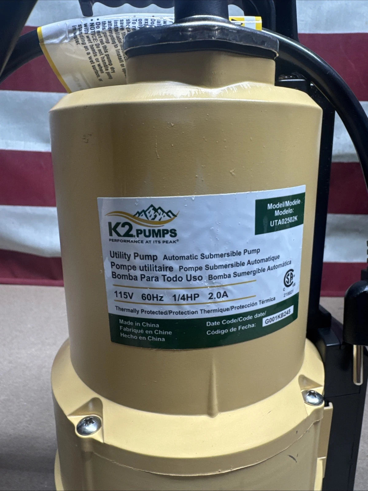 K2 1/4 HP Automatic Submersible Utility Pump