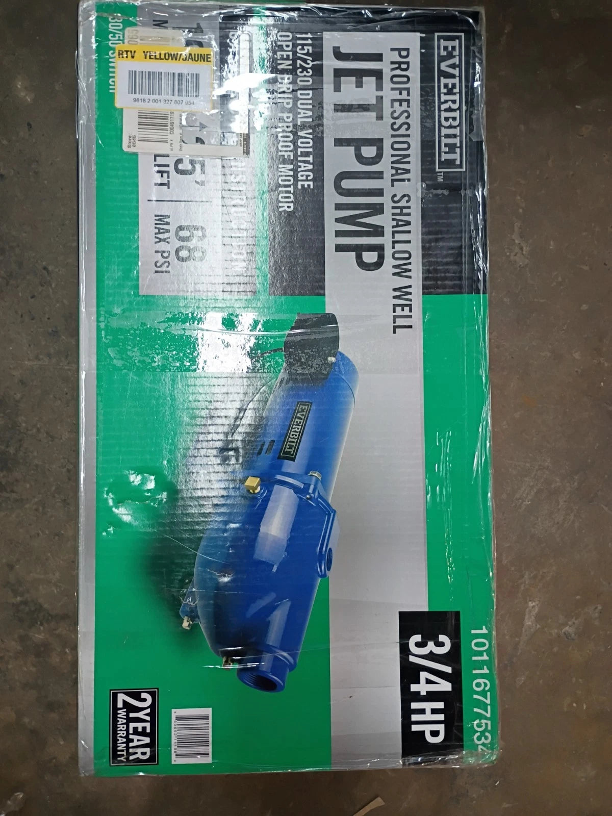 Everbilt HDSWJ7 3/4 HP Cast Iron Shallow Well Jet Pump *For Parts *