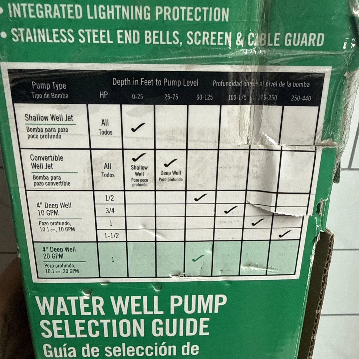 Everbilt 1HP Submersible 3-Wire 20GPM Deep Well Pump HDSUB10-203 NEW OPEN BOX