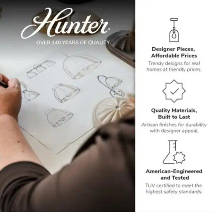 Hunter Hartland 22 in. 3-Light Alturas Gold Vanity Light with Clear Seeded Glass