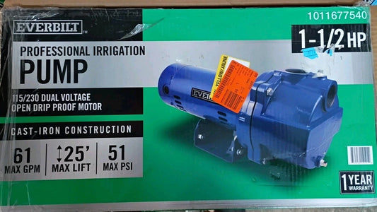 Everbilt HDLS15, 1-1/2 HP Cast Iron Lawn Irrigation Pump 61 GPM 51 PSI Part Only