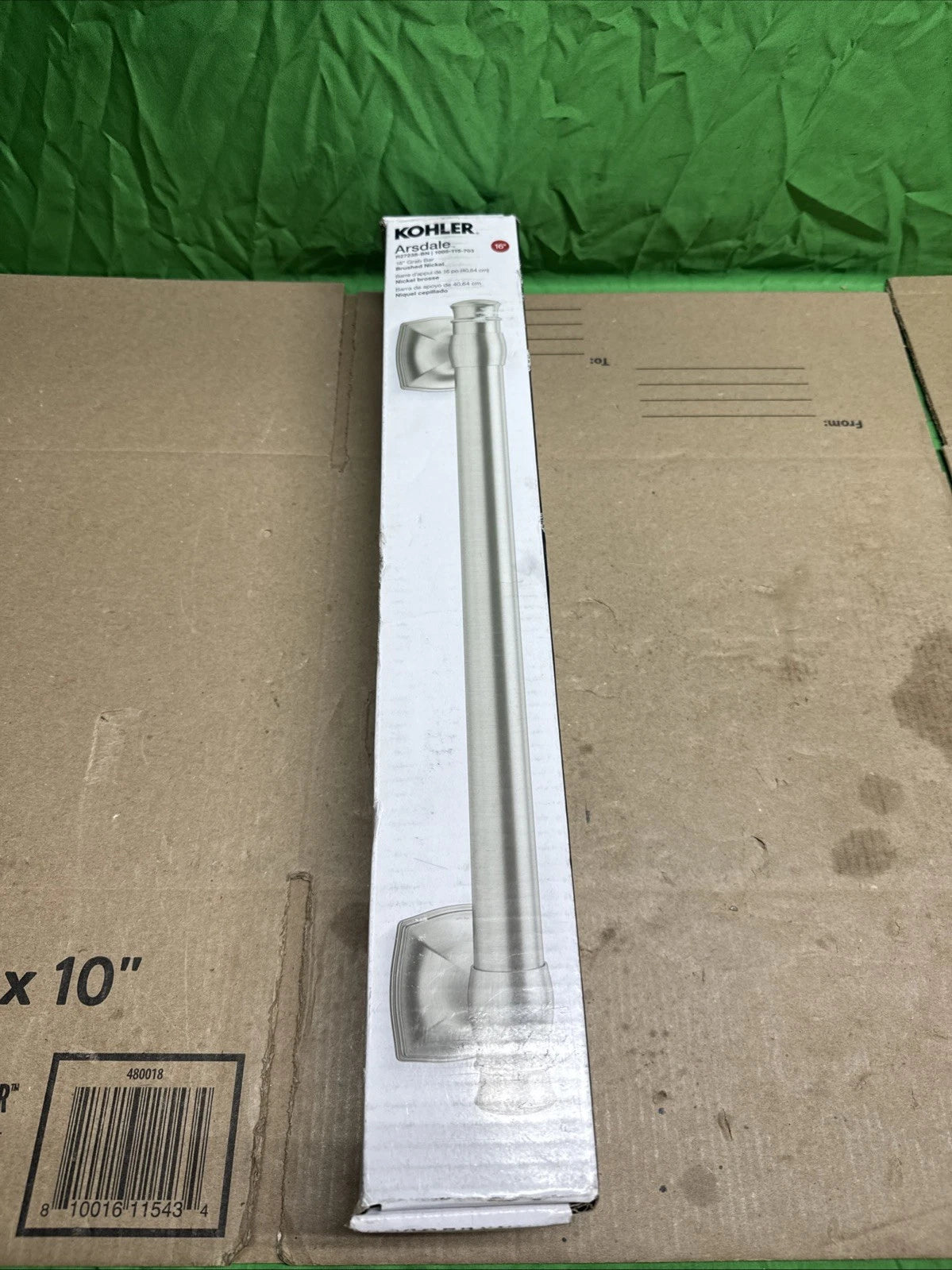 KOHLER Arsdale 16 in. Grab Bar in Vibrant Brushed Nickel K-R27238-BN
