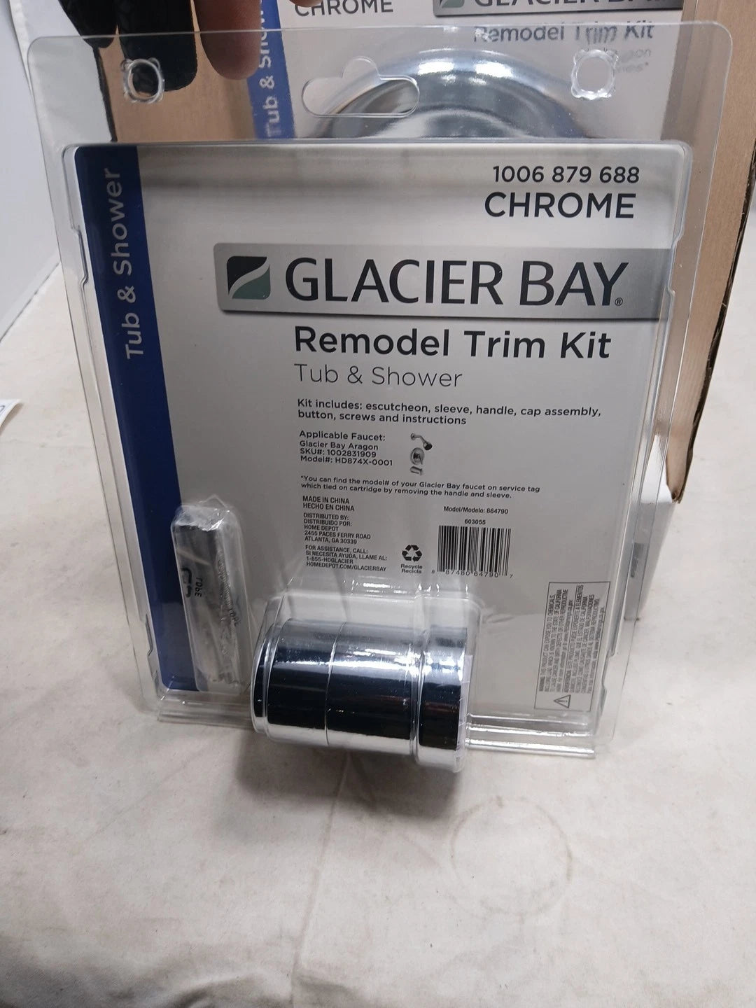 4-PK Glacier Bay 864790 Tub Shower Remodel Trim Kit Chrome 1-Handle 1006 879 688