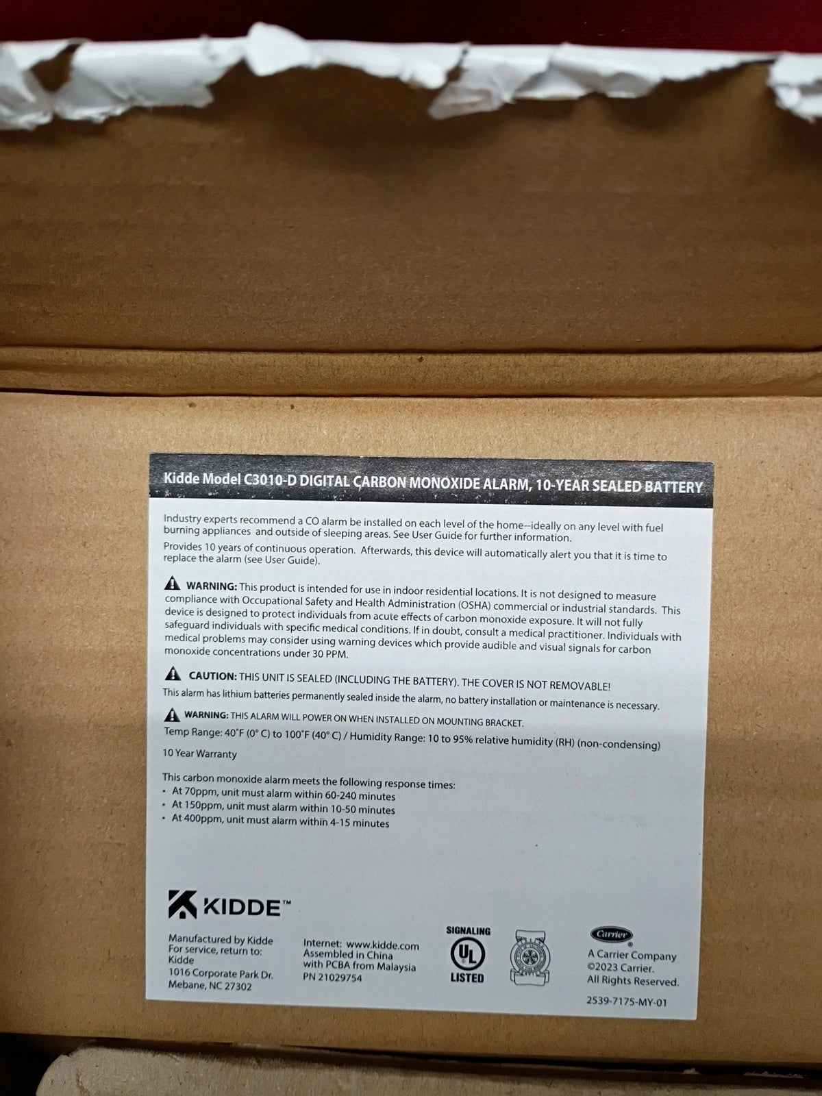 Kidde Carbon Monoxide Detector with 10-Year Battery, Digital Display,