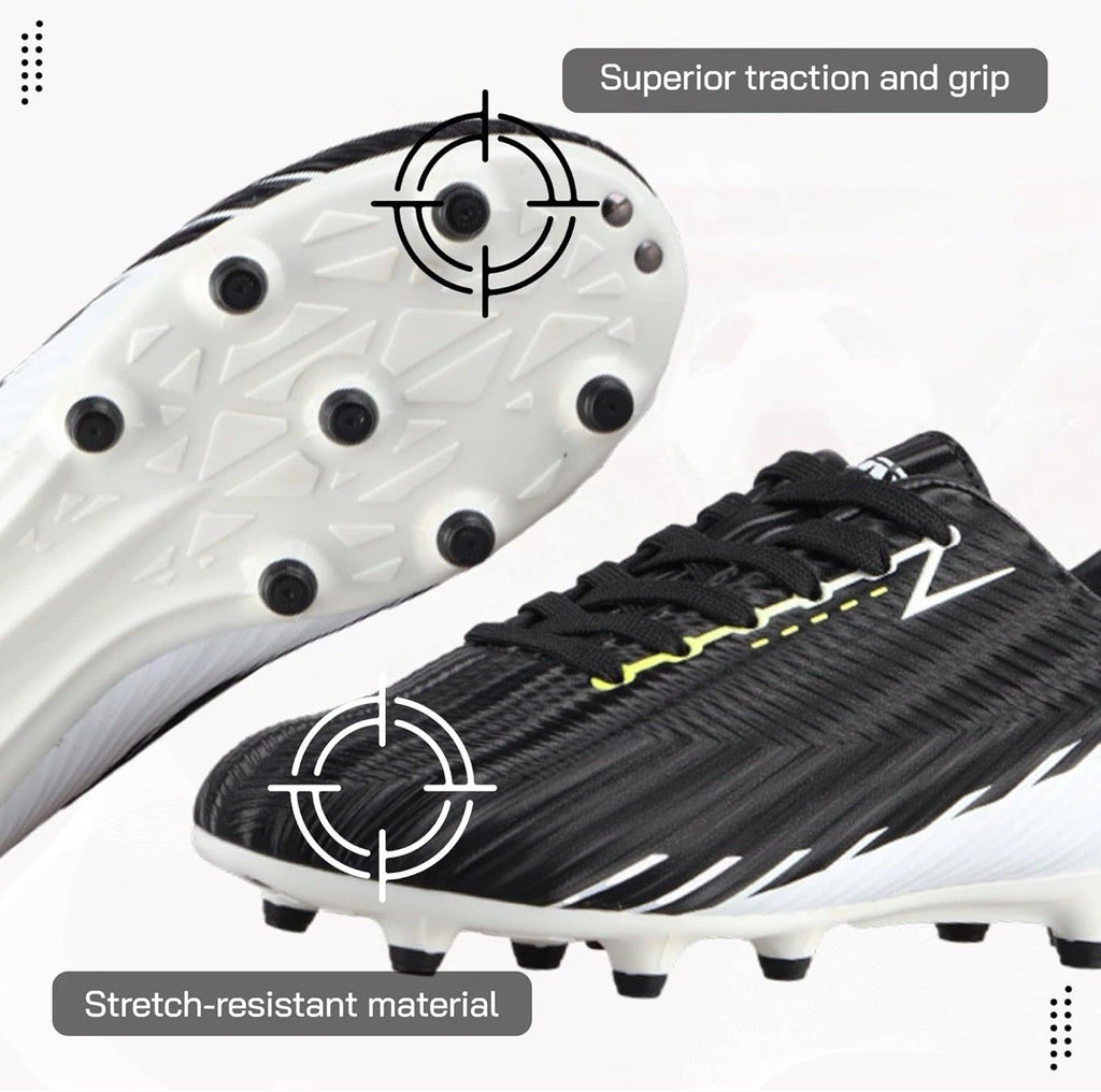 VIZARI unisex youth FG Soccer cleats Futbol Shoes Black White Size 9