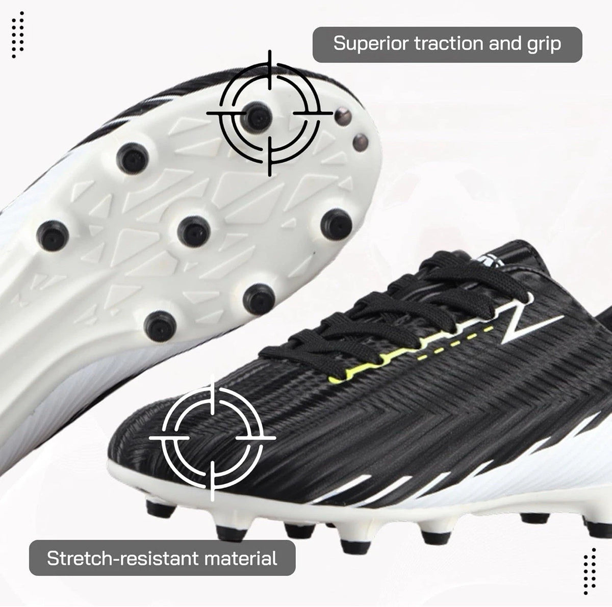 VIZARI unisex youth FG Soccer cleats Futbol Shoes Black White Size 9