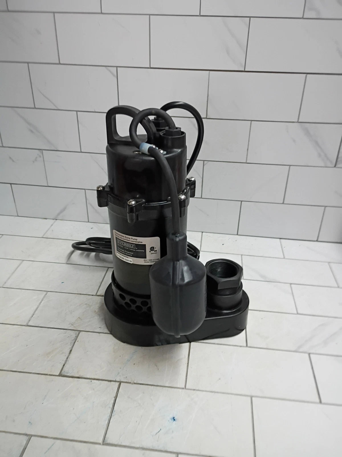 Everbilt HDSP50W 1/2 HP Submersible Aluminum Sump Pump with Tethered Switch OB