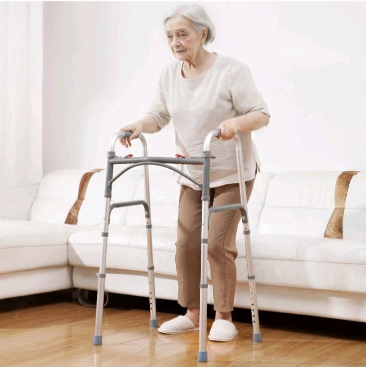 VEVOR Folding Walker Aluminum Mobility Walker Aid with Adjustable Height OB